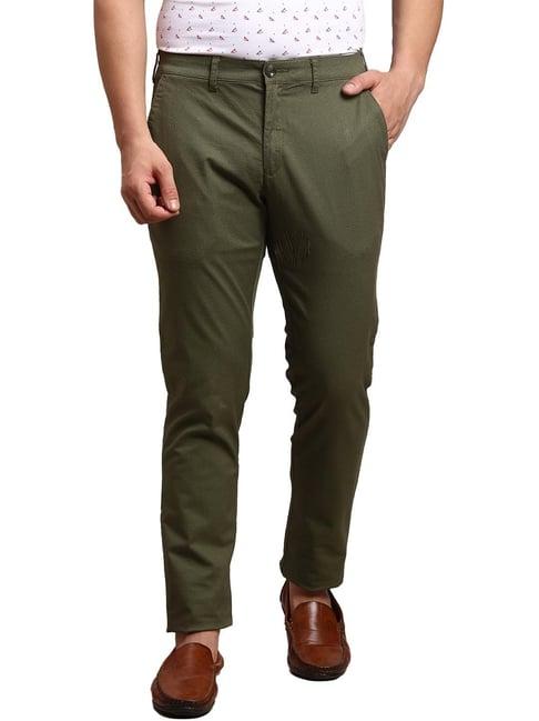 colorplus green  slim fit printed trousers