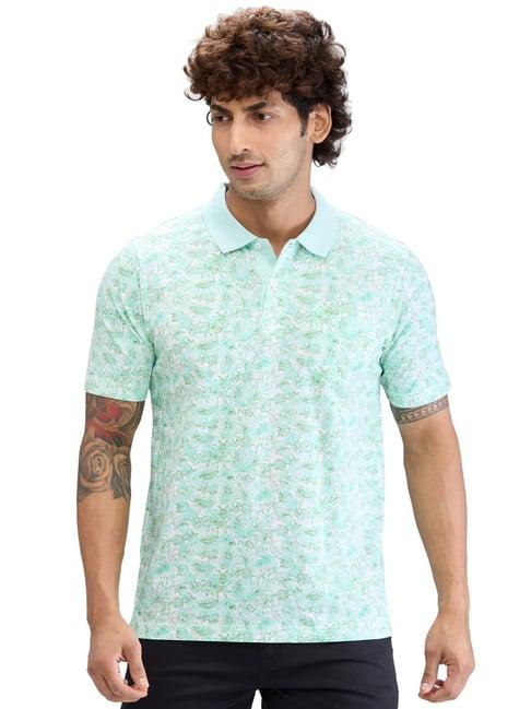 colorplus green classic fit printed polo t-shirt