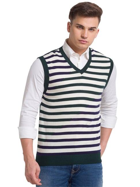 colorplus green classic fit striped sweater