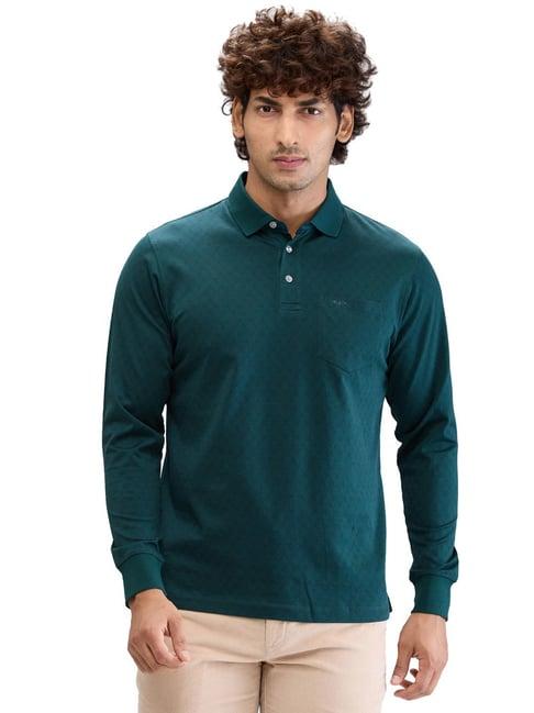colorplus green regular fit texture polo t-shirt