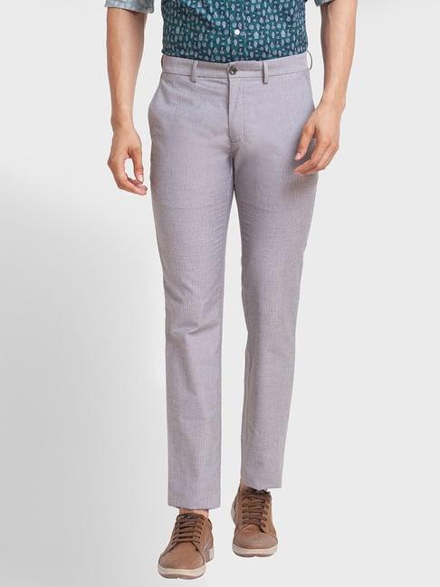 colorplus grey regular fit texture trousers