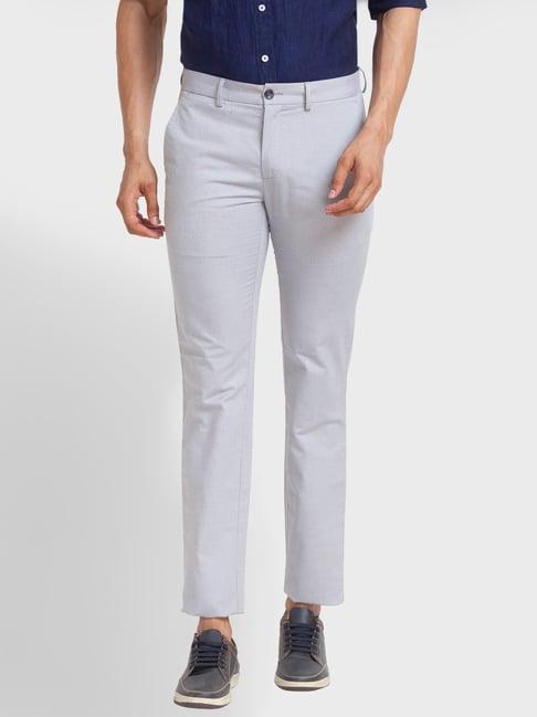 colorplus grey regular fit texture trousers