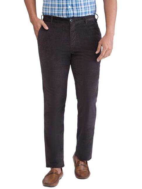 colorplus grey slim fit texture trousers