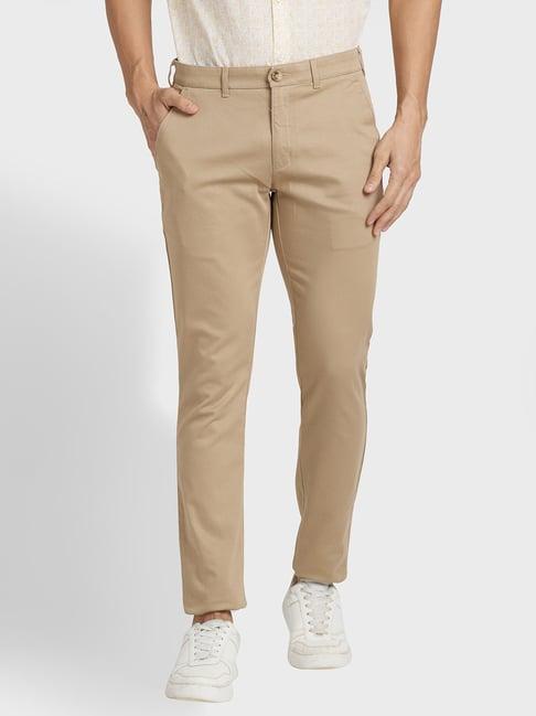 colorplus khaki regular fit trousers