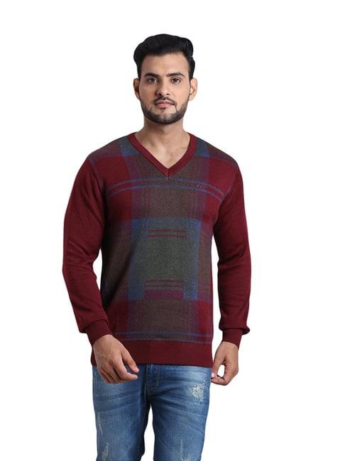 colorplus maroon tailored fit checks sweater