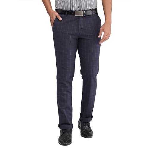 colorplus men's contemporary fit checks pattern cotton blend flat front casual trouser (size: 32)-cmtr11874-g7 dark grey