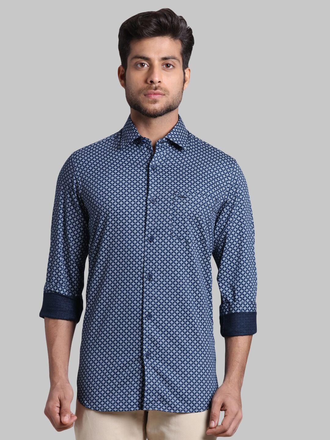 colorplus men blue floral printed casual shirt