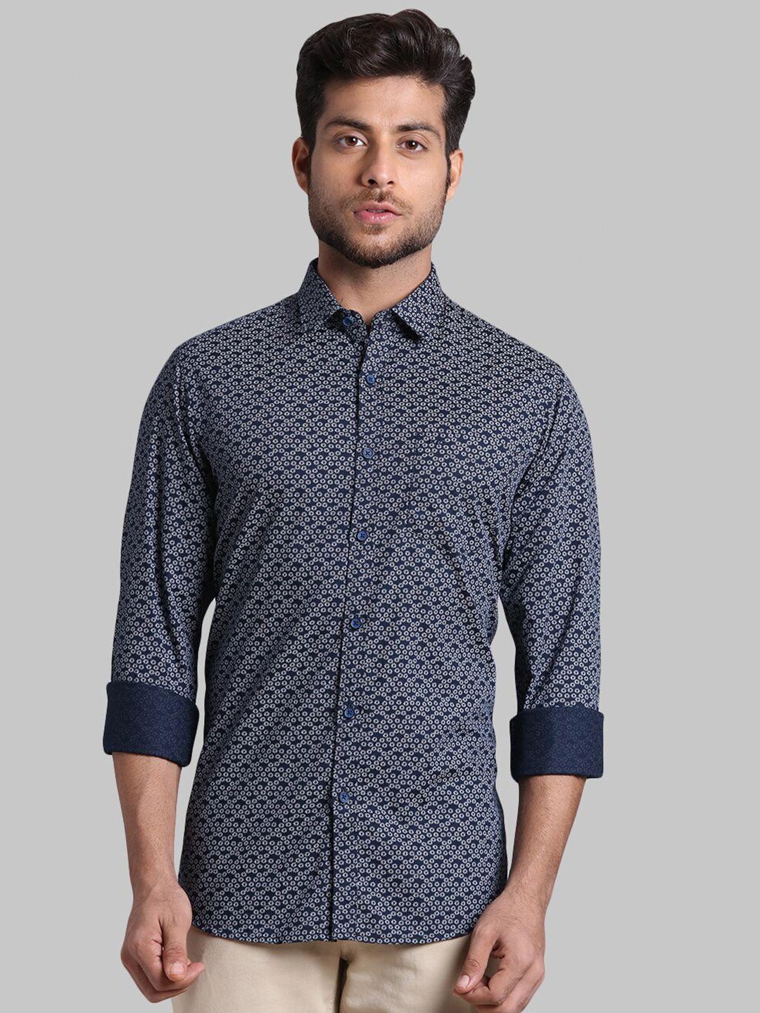 colorplus men blue floral printed casual shirt