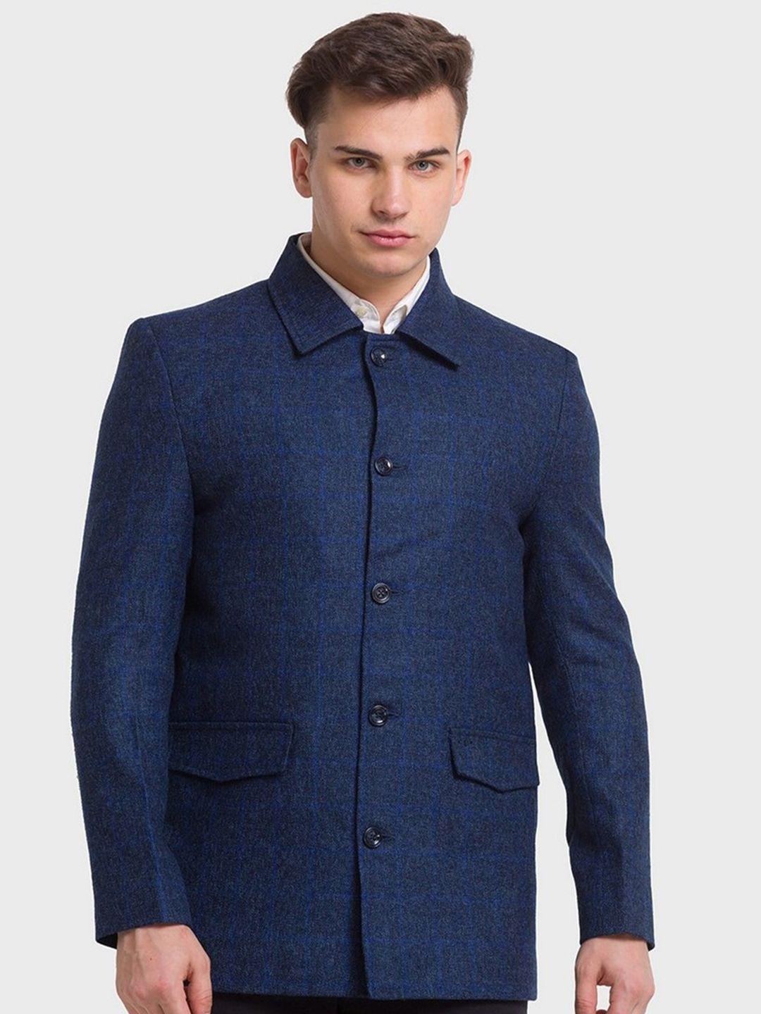 colorplus men blue geometric tailored jacket