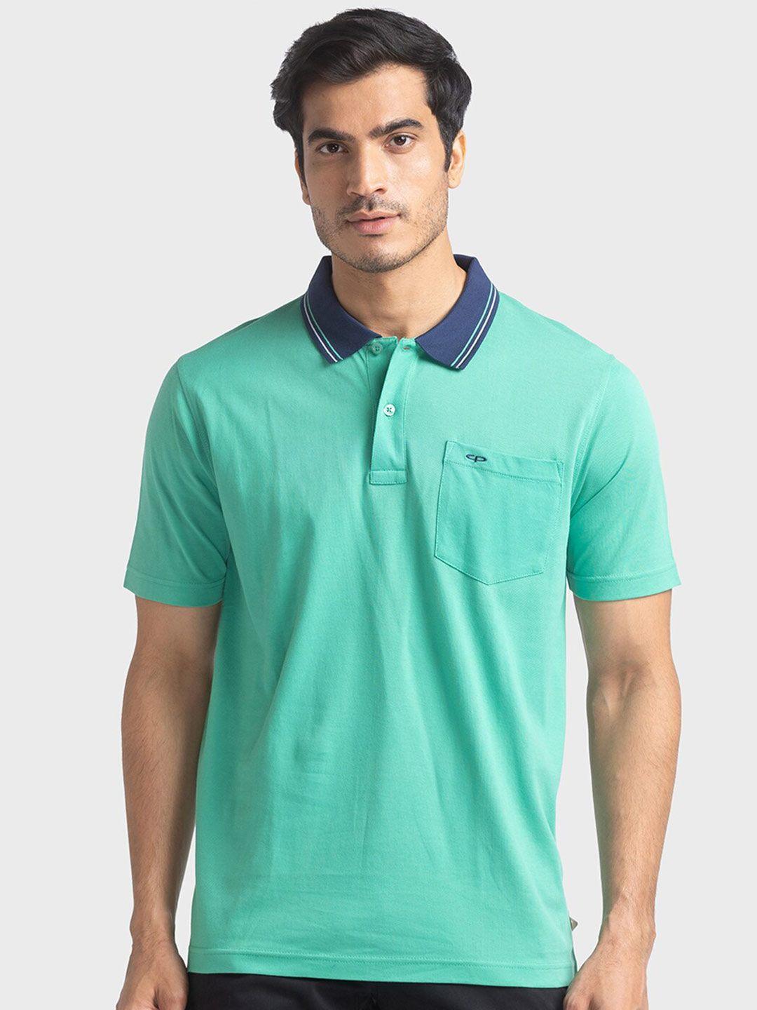 colorplus men green polo collar t-shirt