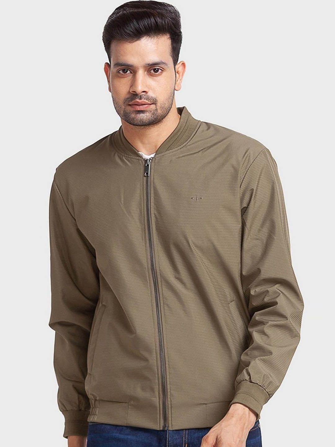 colorplus men green solid bomber jacket