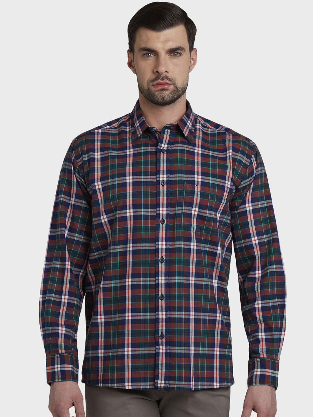 colorplus men multicoloured regular fit checked casual shirt