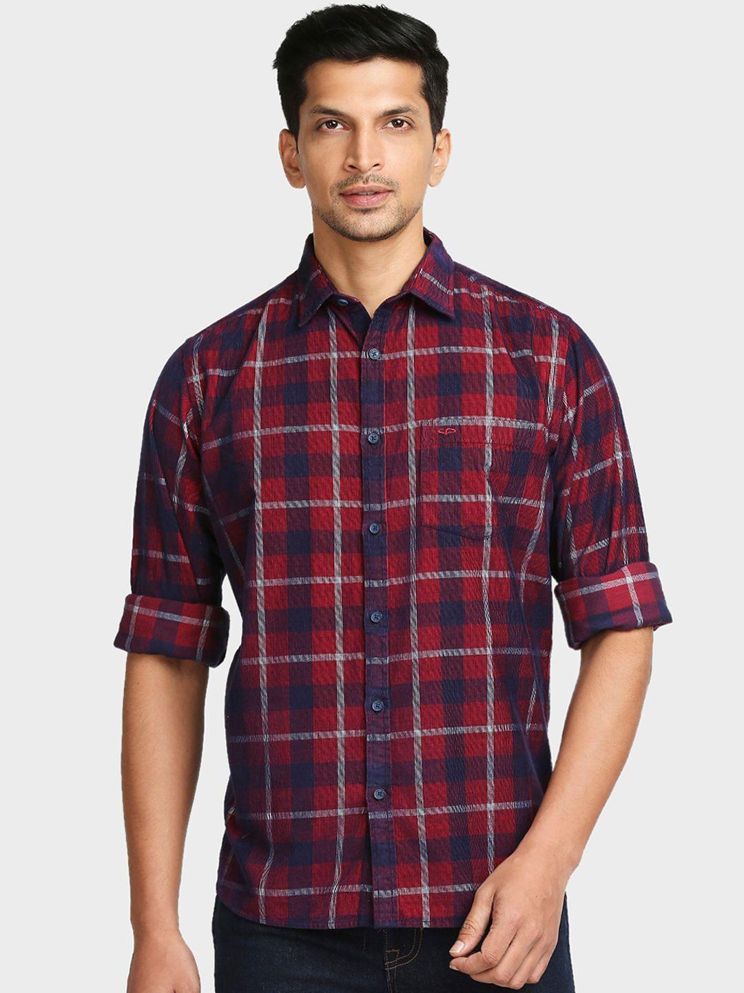 colorplus men red checked tailored fit casual shirt