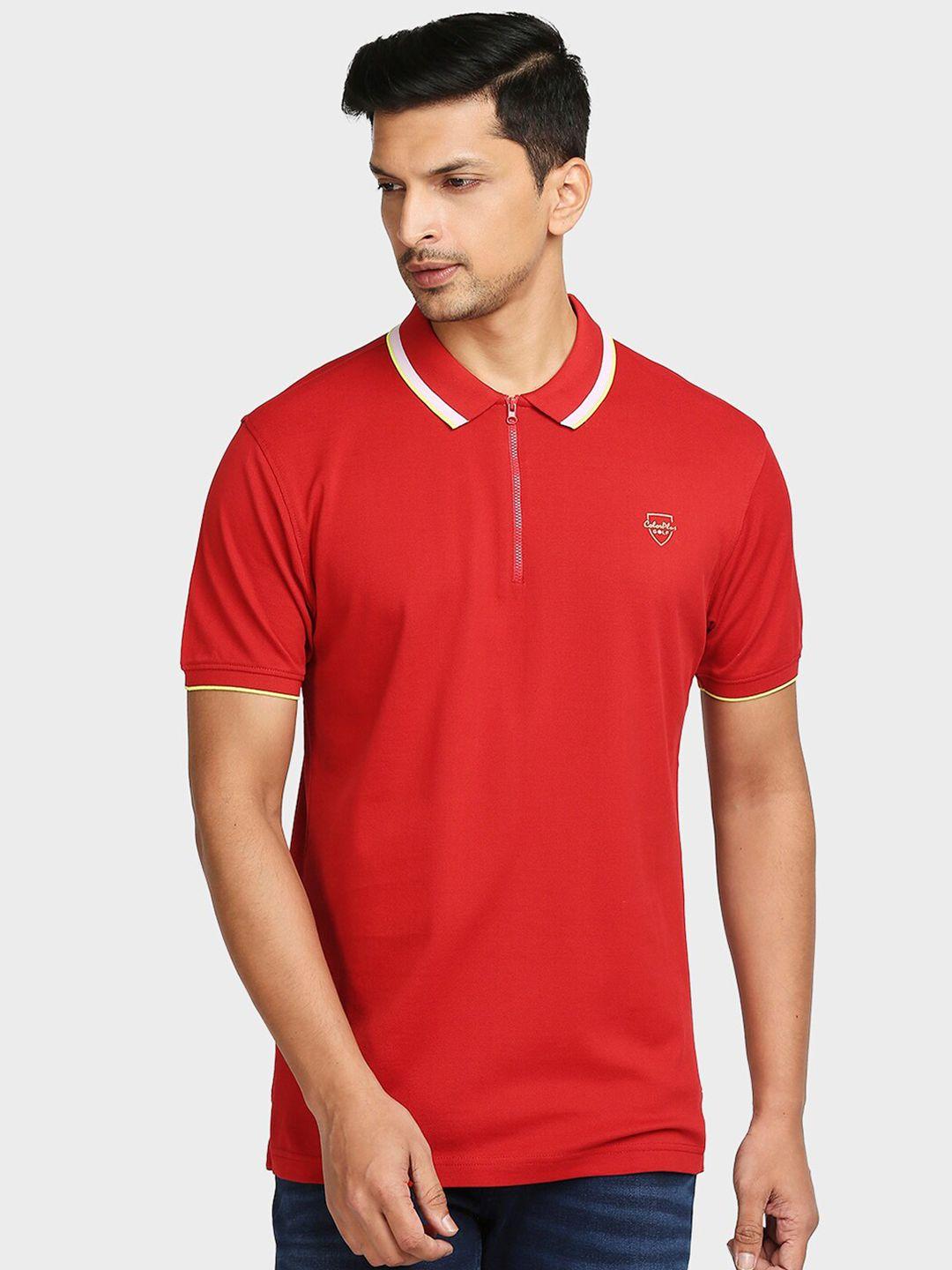 colorplus men red polo collar t-shirt