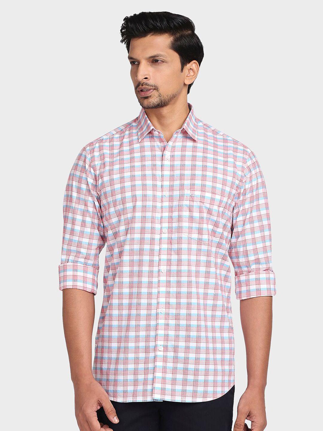 colorplus men red tailored fit checked casual shirt