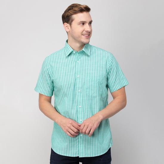 colorplus men striped half sleeves regular fit casual shirt