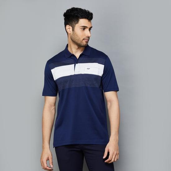 colorplus men striped regular fit polo t-shirt