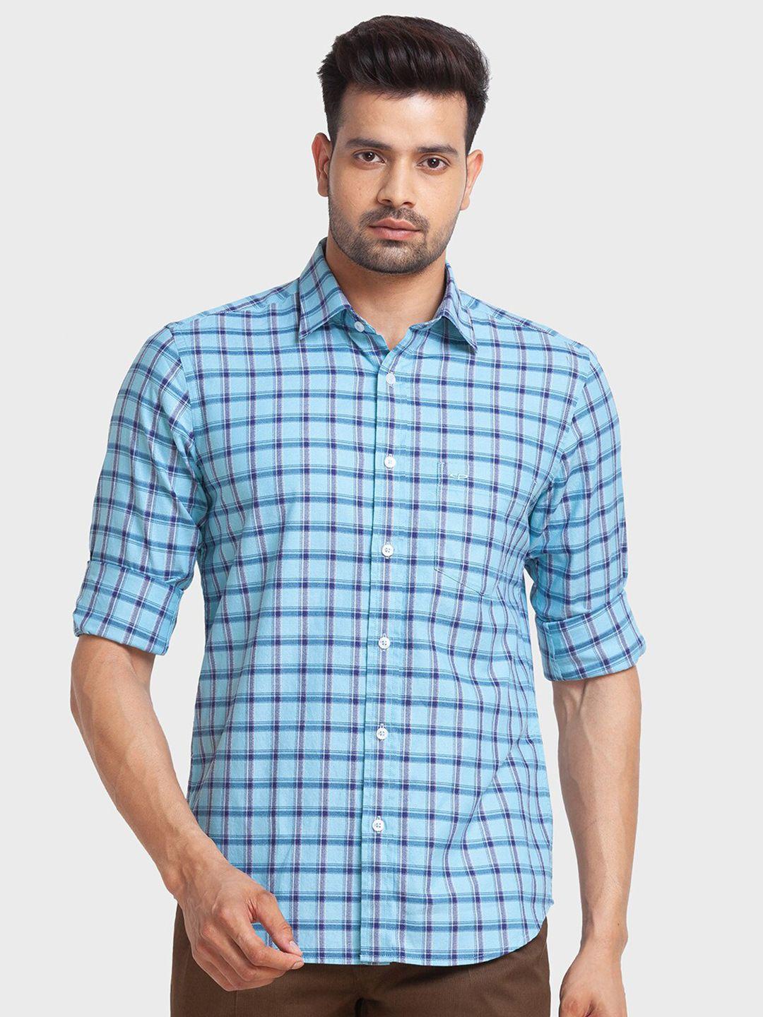 colorplus men tailored fit checked casual shirt