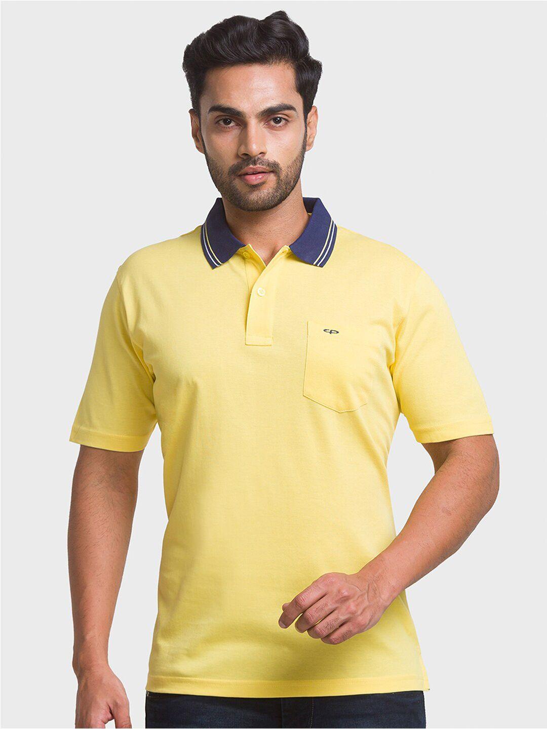 colorplus men yellow polo collar t-shirt