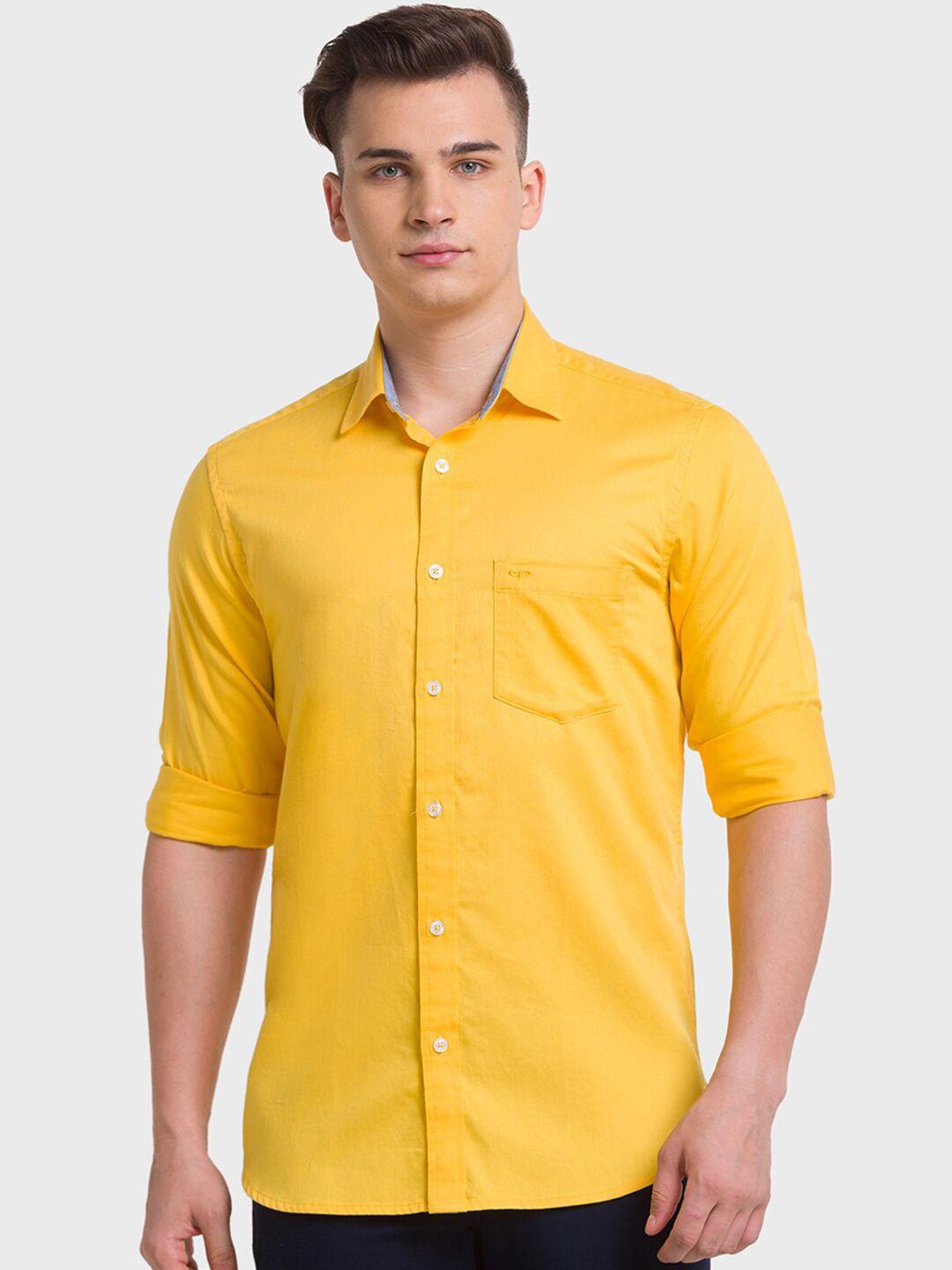 colorplus men yellow tailored fit casual shirt