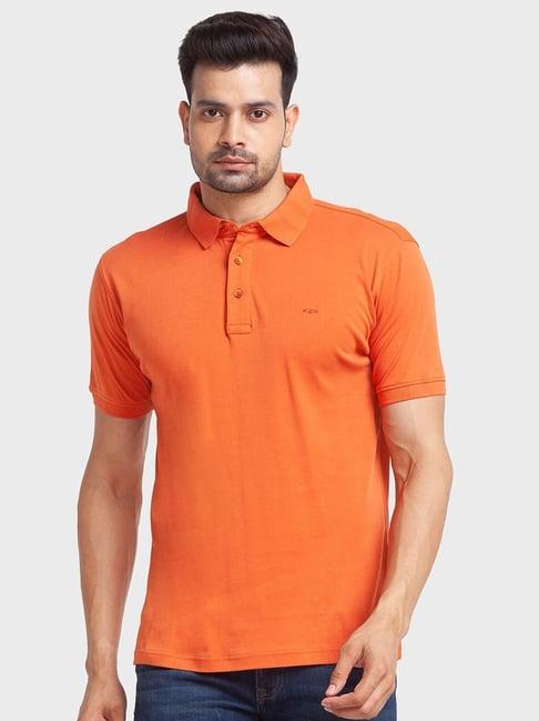 colorplus orange cotton tailored fit polo t-shirt