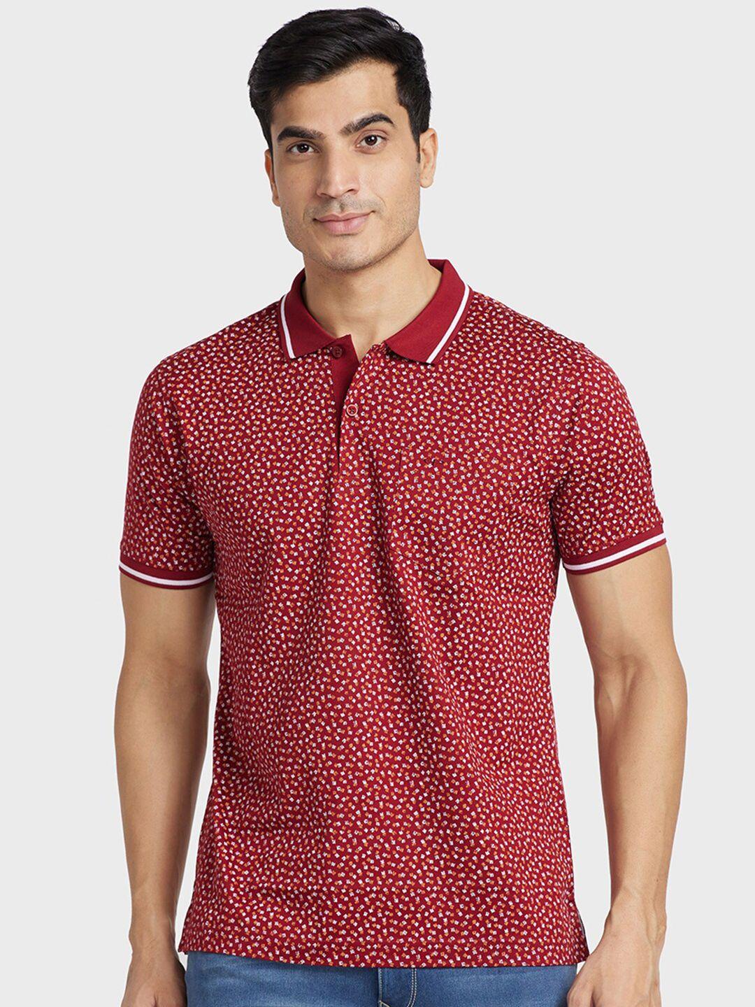 colorplus printed polo collar cotton t-shirt