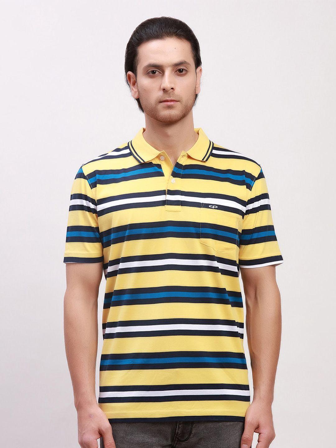 colorplus relaxed fit striped polo collar cotton t-shirt