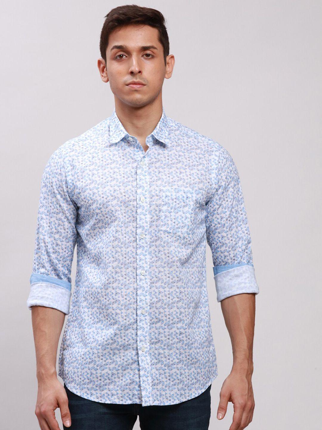 colorplus spread collar tailored fit printed casual pure cotton shirt