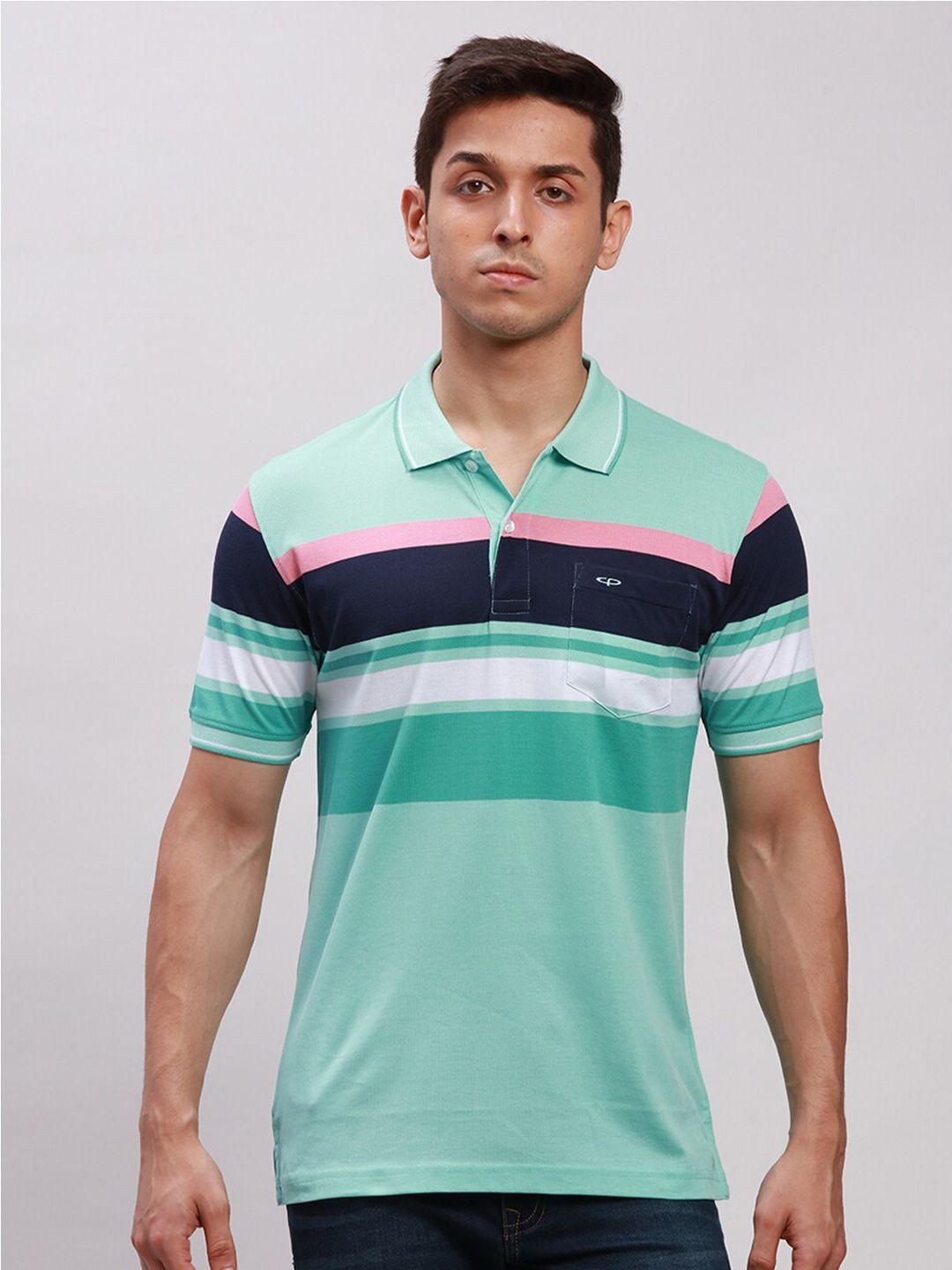 colorplus striped tailored fit polo collar cotton t-shirt