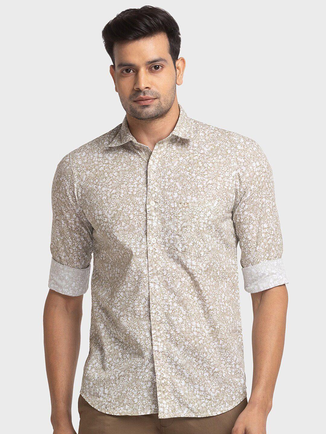 colorplus tailored fit floral printed pure cotton casual shirt