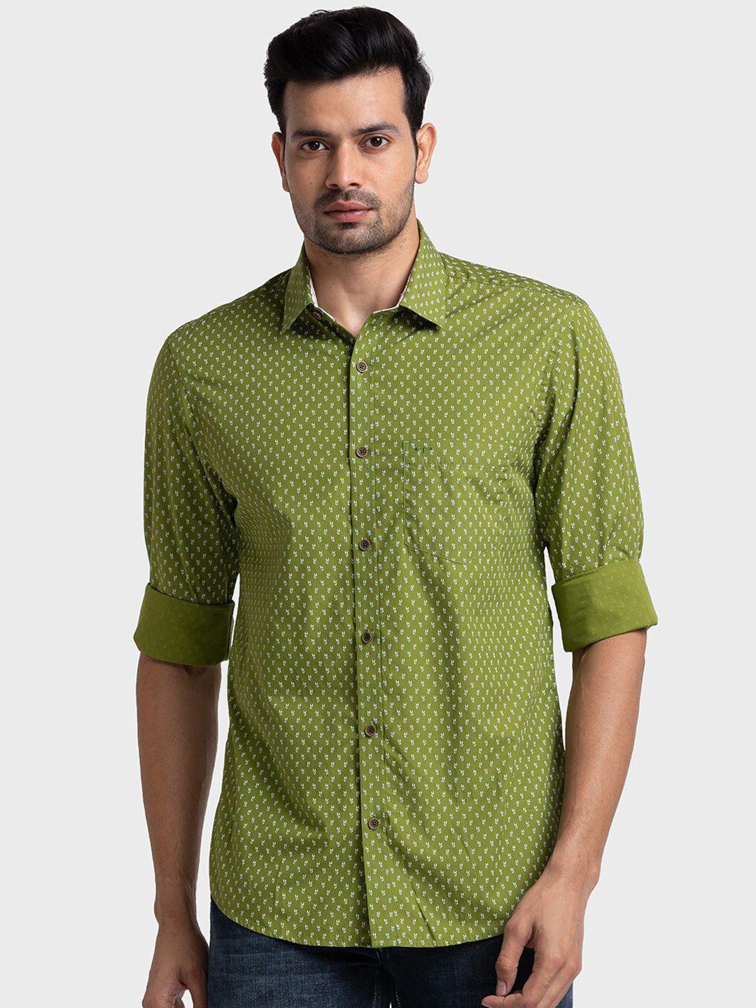 colorplus tailored fit micro ditsy printed cotton casual shirt