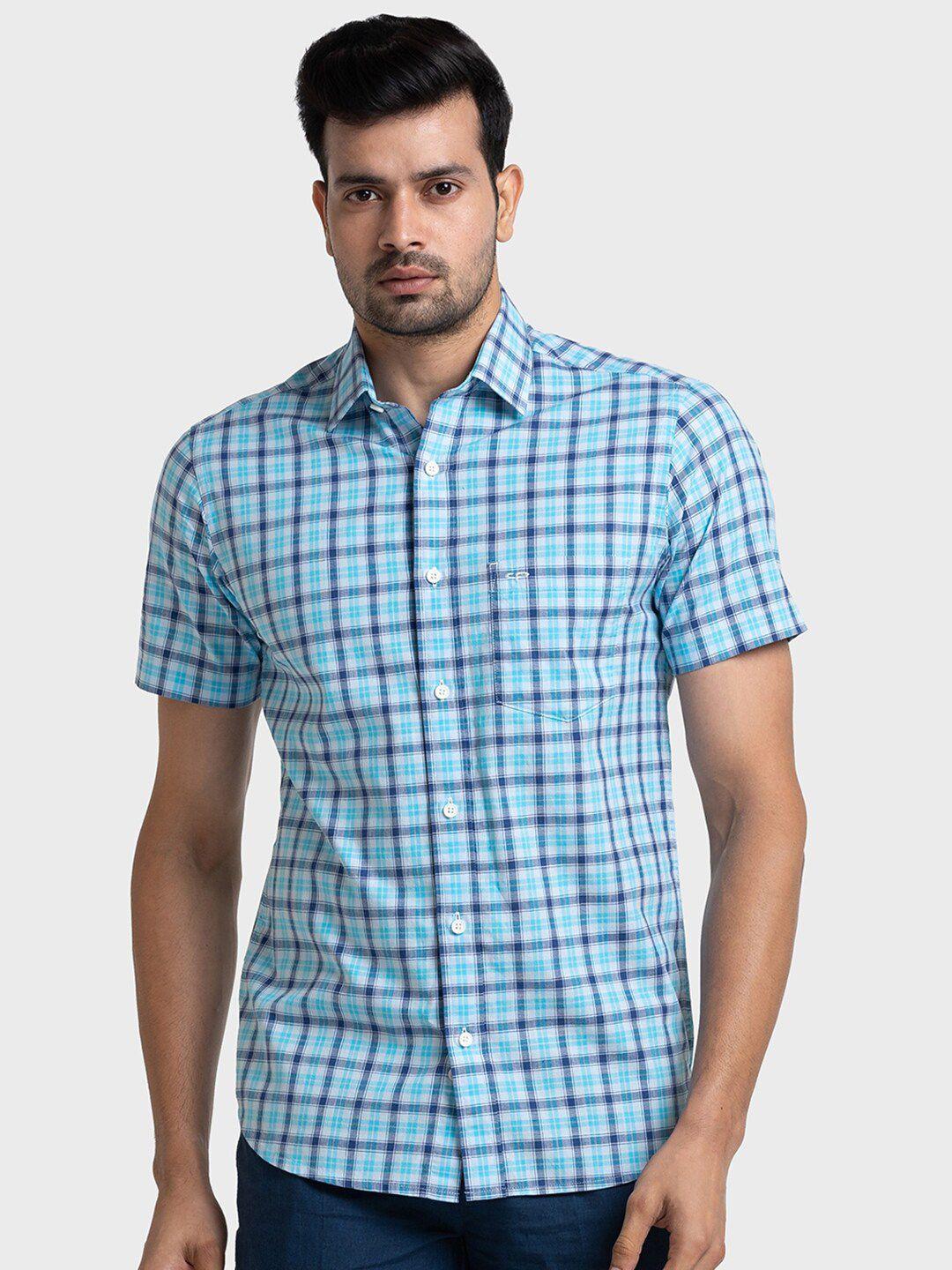 colorplus tailored fit opaque checked casual pure cotton shirt