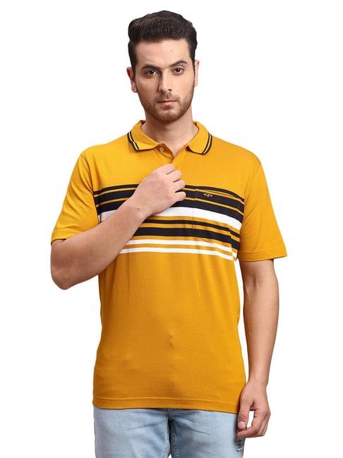 colorplus yellow classic fit striped polo t-shirt