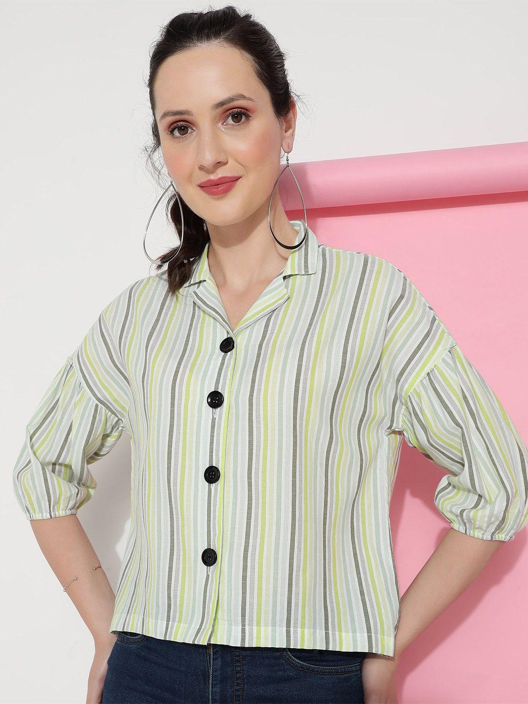colors of earth classic striped oversize cotton casual shirt