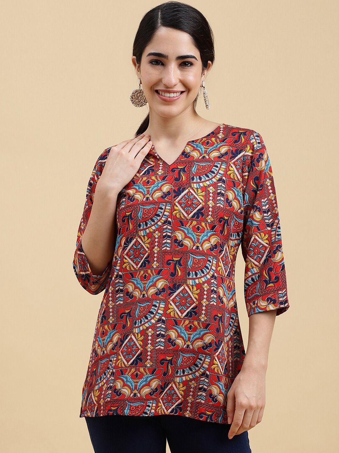 colors of earth red print top