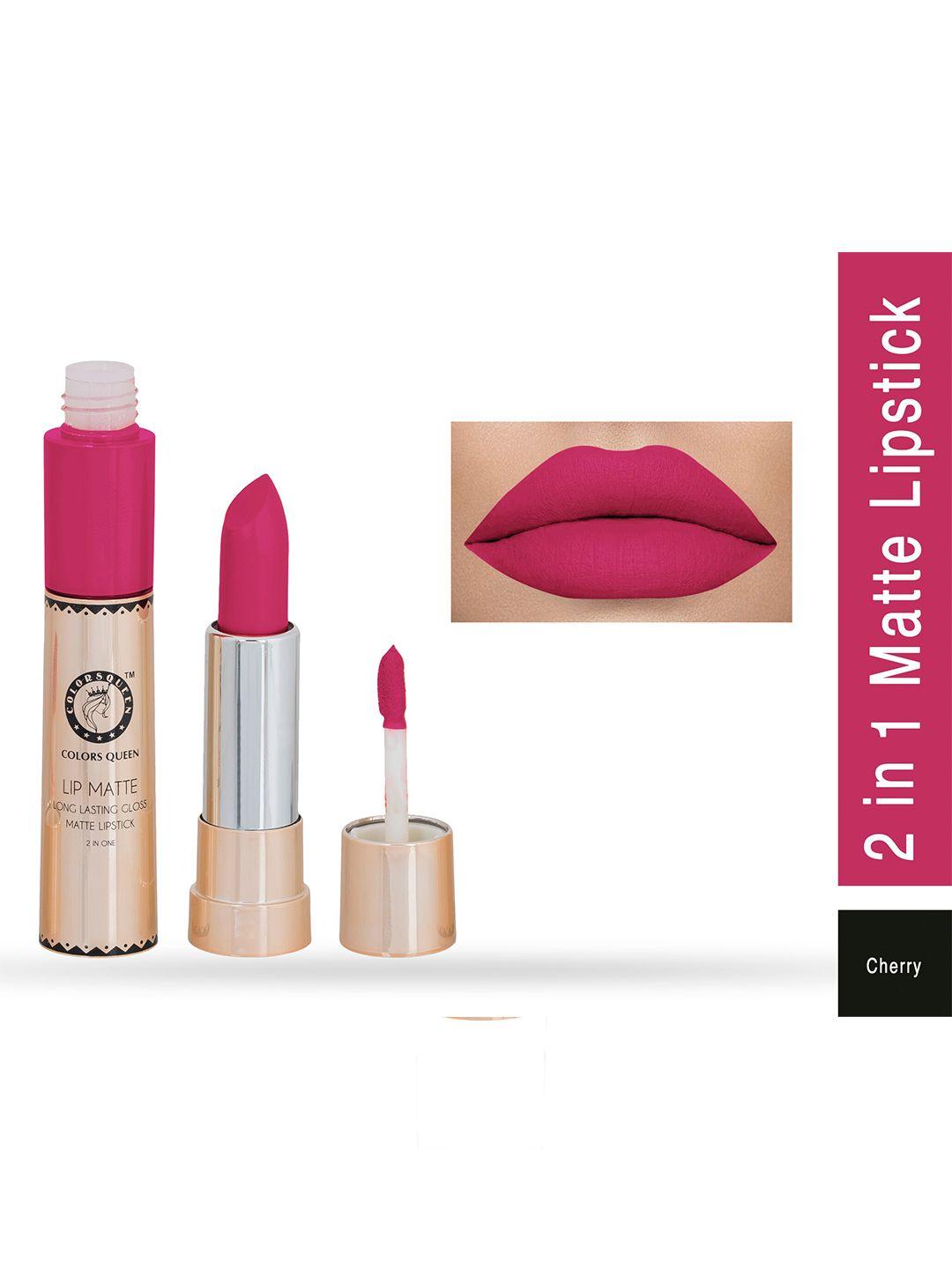 colors queen lip matte 2-in-1 long lasting gloss lipstick 8 g - cherry
