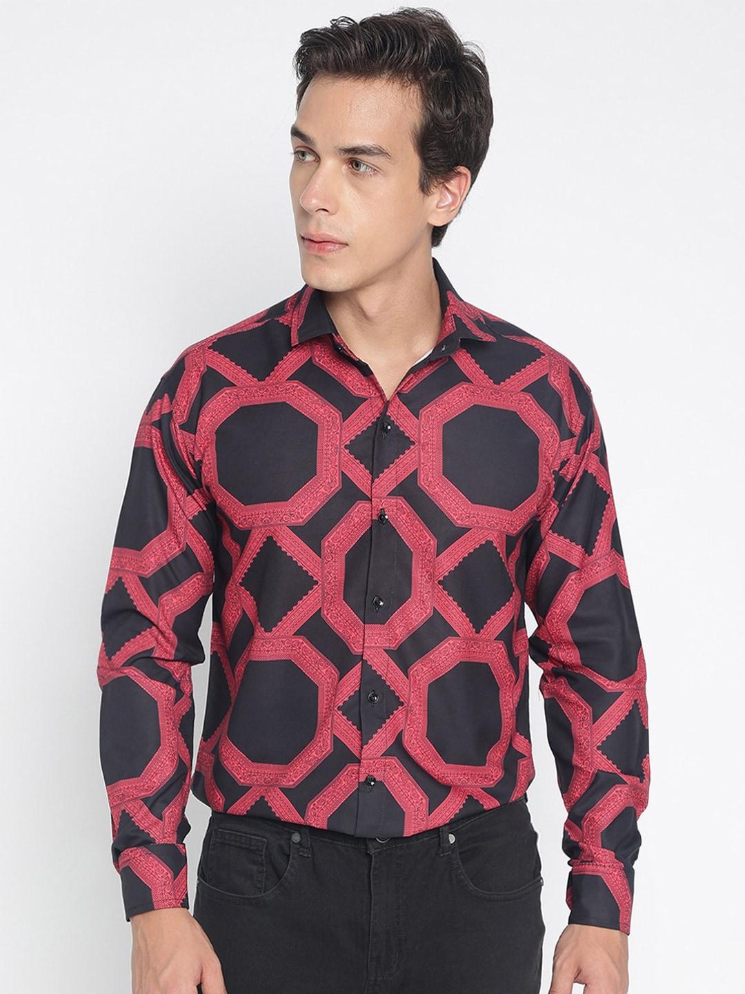 colorwings comfort geometric printed opaque casual shirt