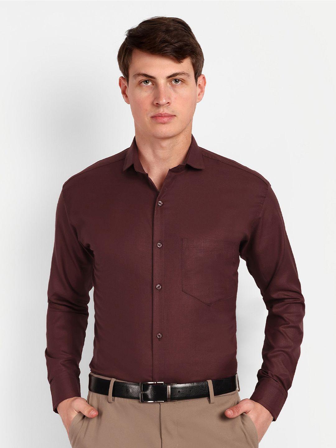 colorwings men maroon comfort semi sheer formal shirt