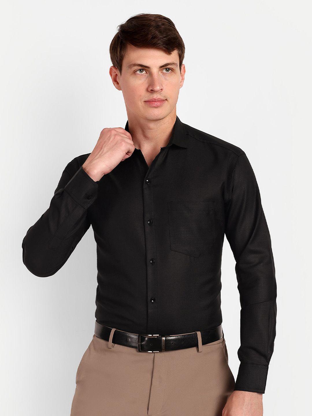 colorwings men black comfort semi sheer formal shirt