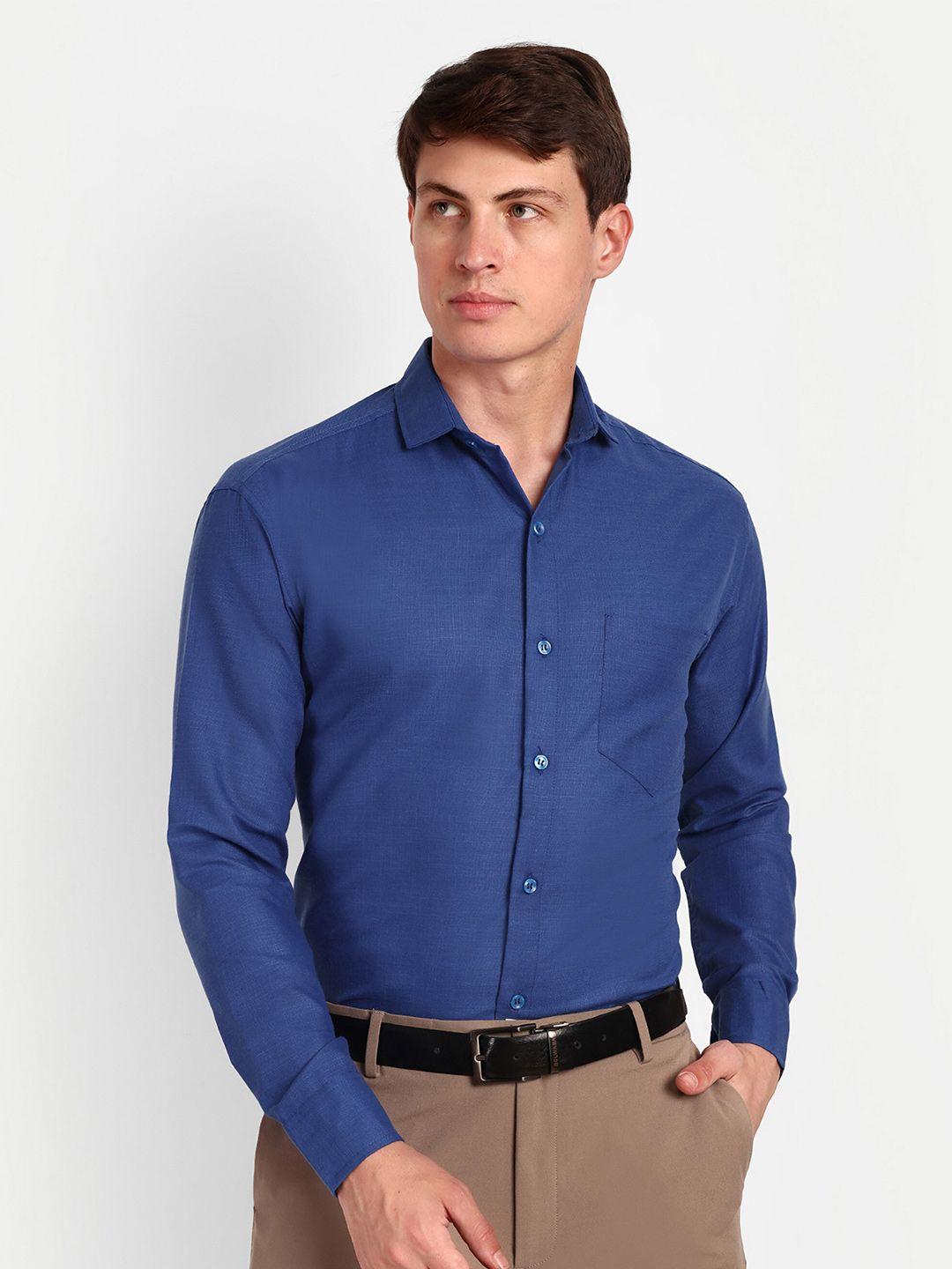 colorwings men blue comfort semi sheer formal shirt