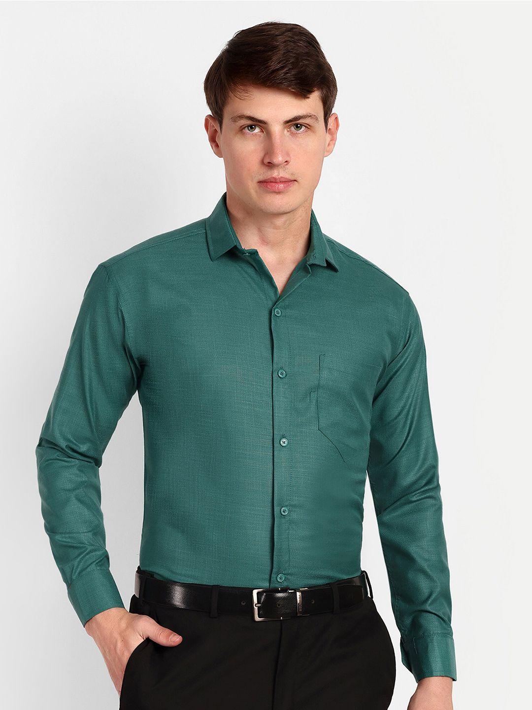 colorwings men green comfort semi sheer formal shirt