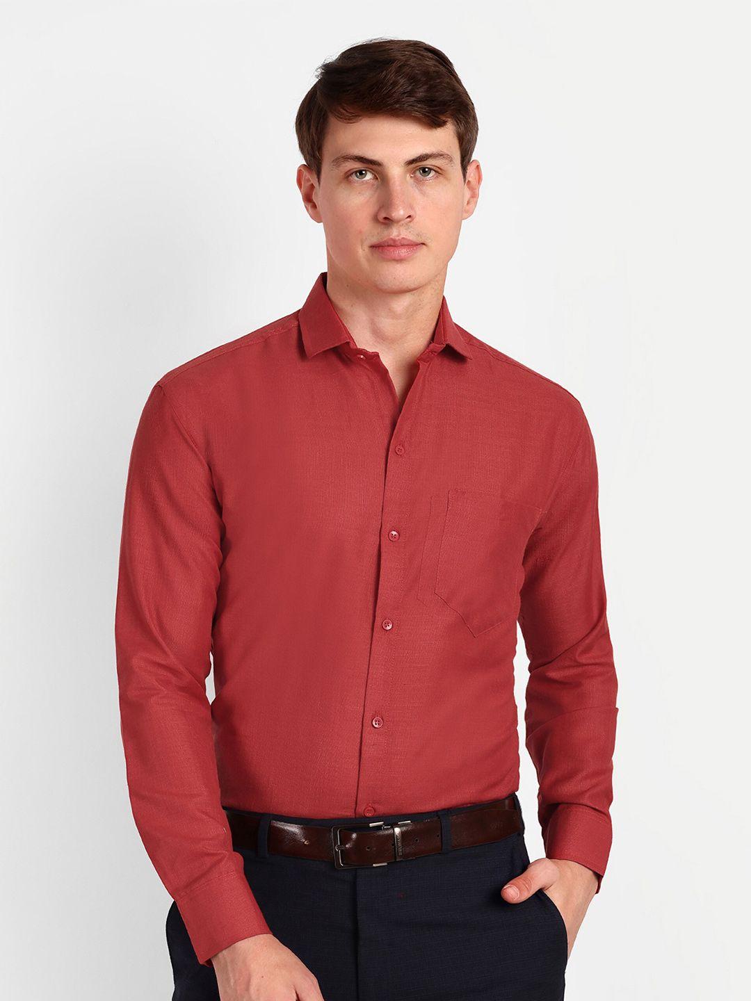 colorwings men red comfort semi sheer formal shirt
