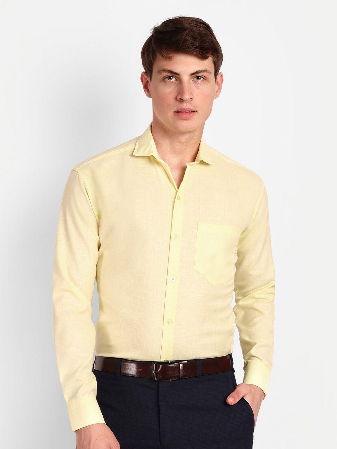 colorwings men yellow comfort semi sheer formal shirt