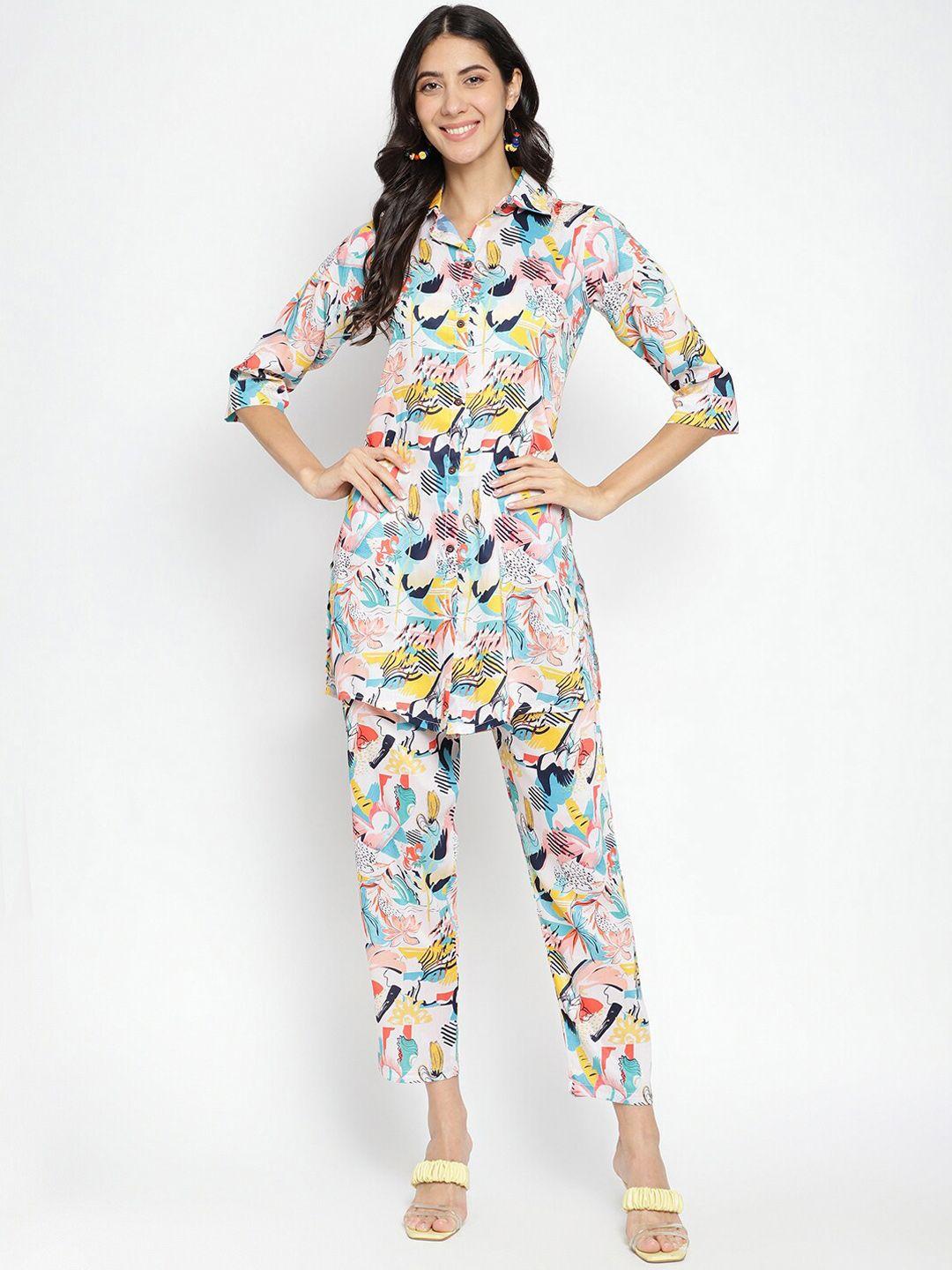 colorwings printed shirt with trousers co-ords