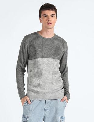 colour block cable knit sweater