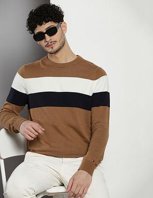 colour block cotton sweater