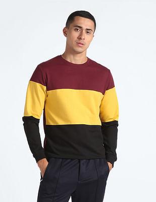 colour block crew neck sweatshirt