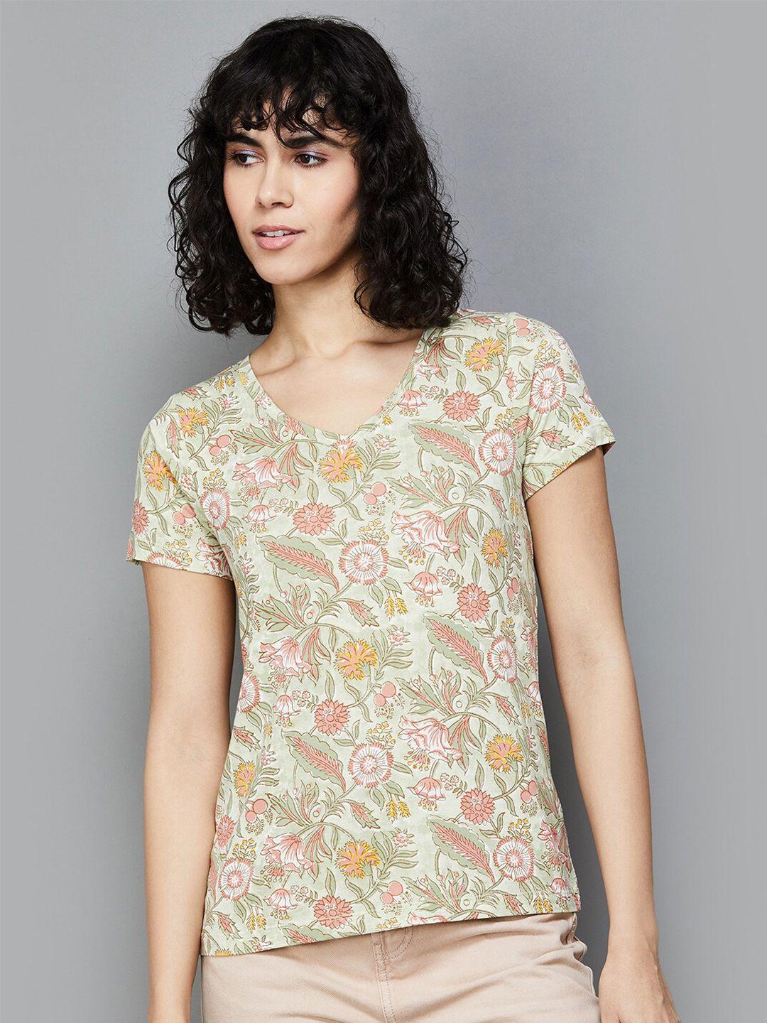 colour me by melange floral printed t-shirt
