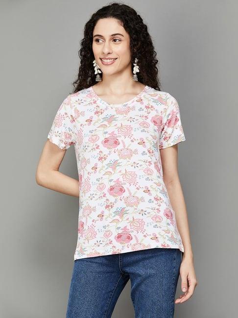 colour me by melange off-white floral print t-shirt