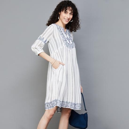 colour me women embroidered a-line dress